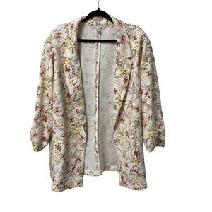 CATO EST 1946 BLAZER PASTEL FLORAL COLORFUL ARTSY SIZE 26/28W STRETCH OPEN FRONT